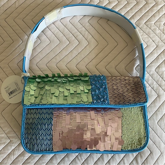 Tommy Beaded Patchwork Shoulder Bag Staud NWT - Picture 3 of 17